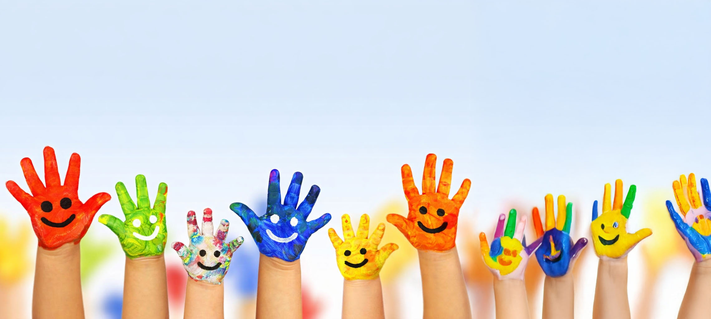 Colorful children's handprints